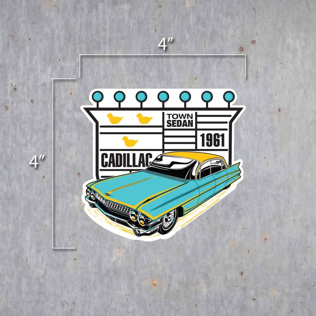 1961 Cadillac with Shield Vinyl Sticker - Langford Industries