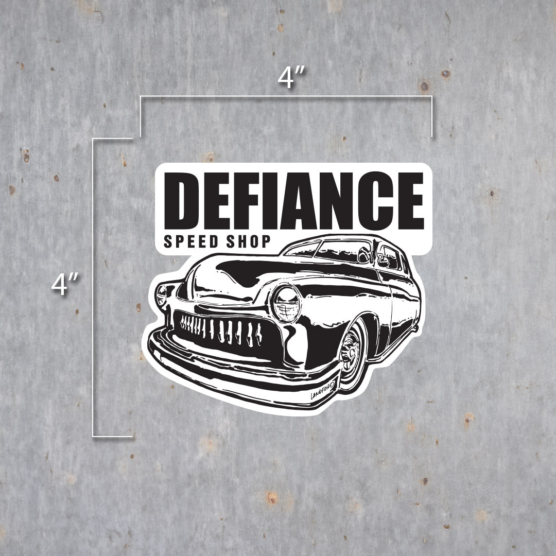 Defiance Speed Shop 1950 Mercury Kustom Vinyl Sticker - Langford Industries