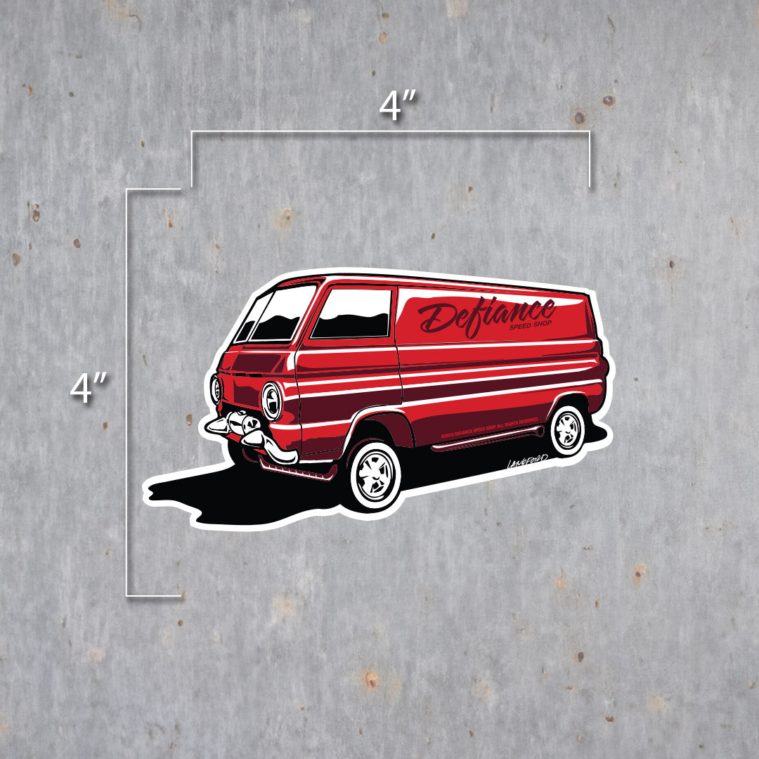 Red Dodge A-100 Kustom Van Vinyl Sticker - Langford Industries