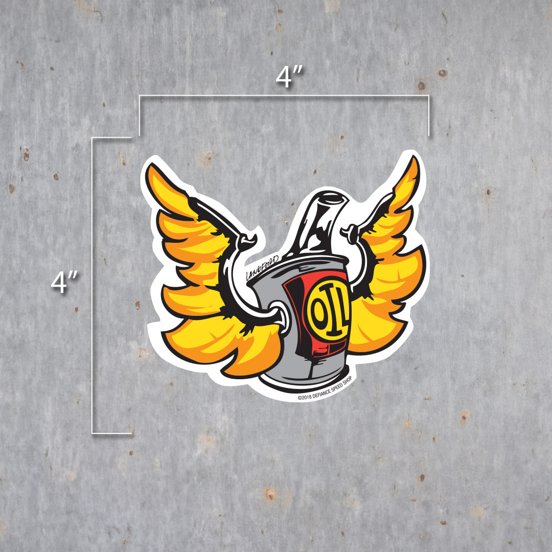 Flying Oil Can Vinyl Sticker - Langford Industries