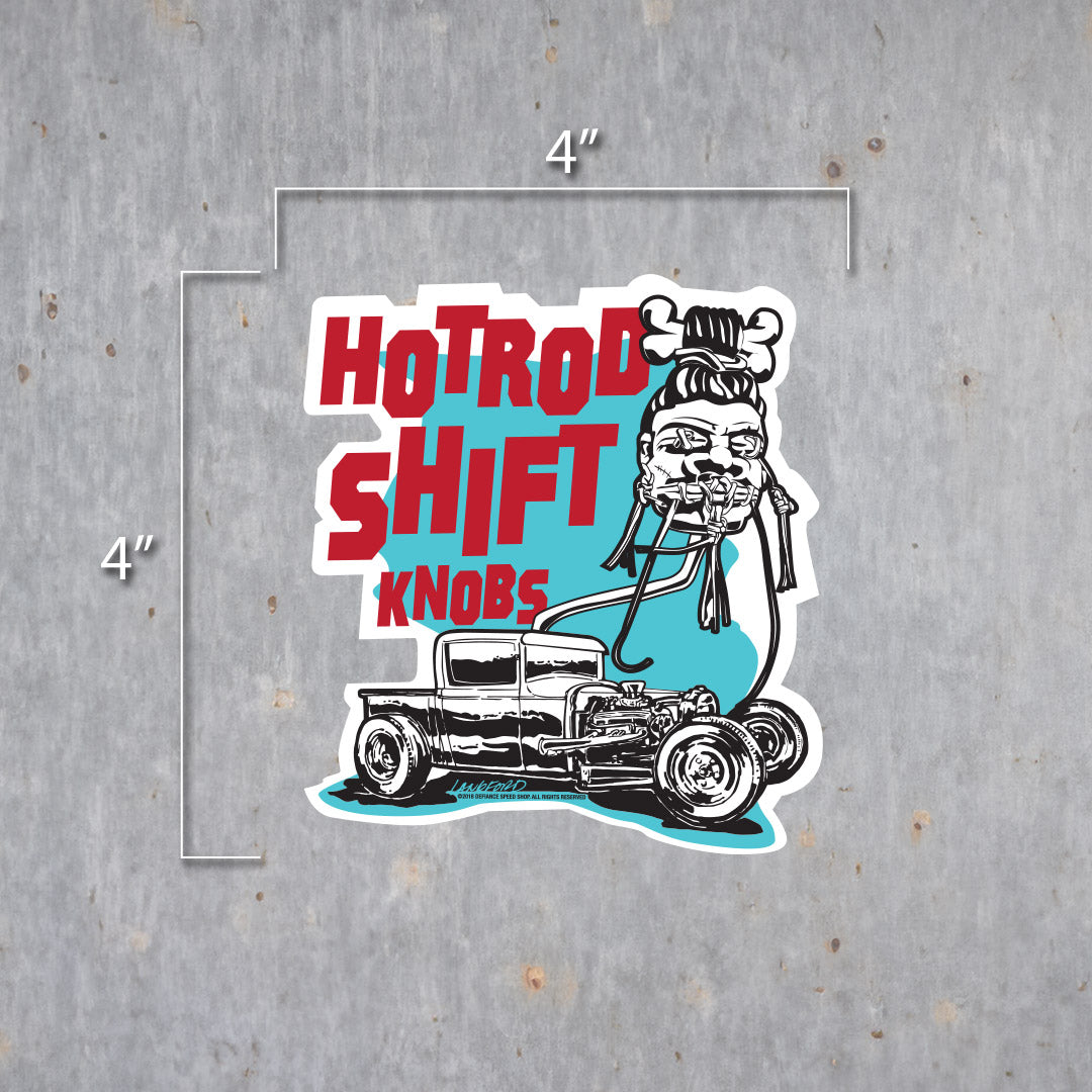 Hot Rod Shift Knobs -Shrunken Head Vinyl Sticker - Langford Industries