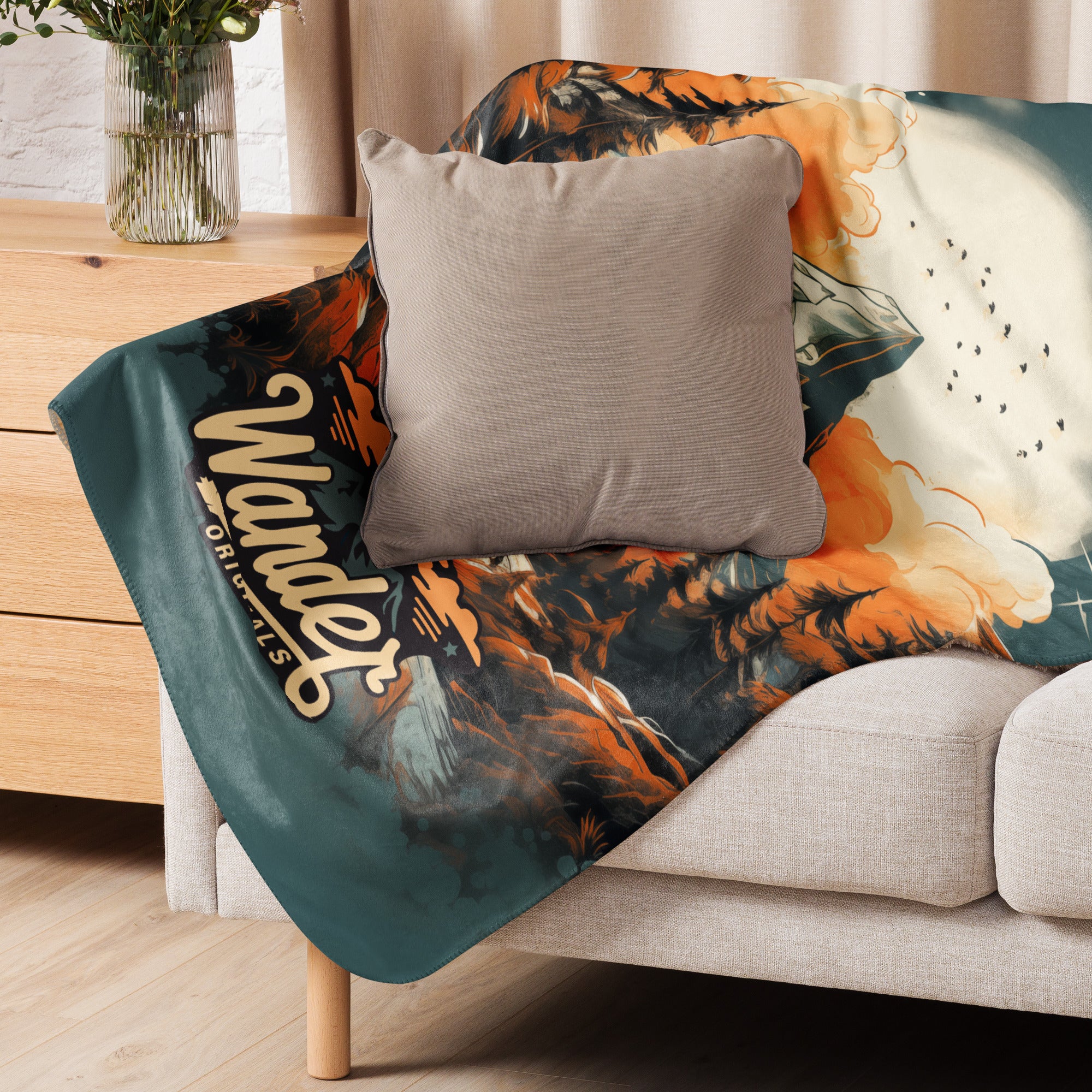 Wander More Sherpa blanket - Mountains 4 - Langford Industries