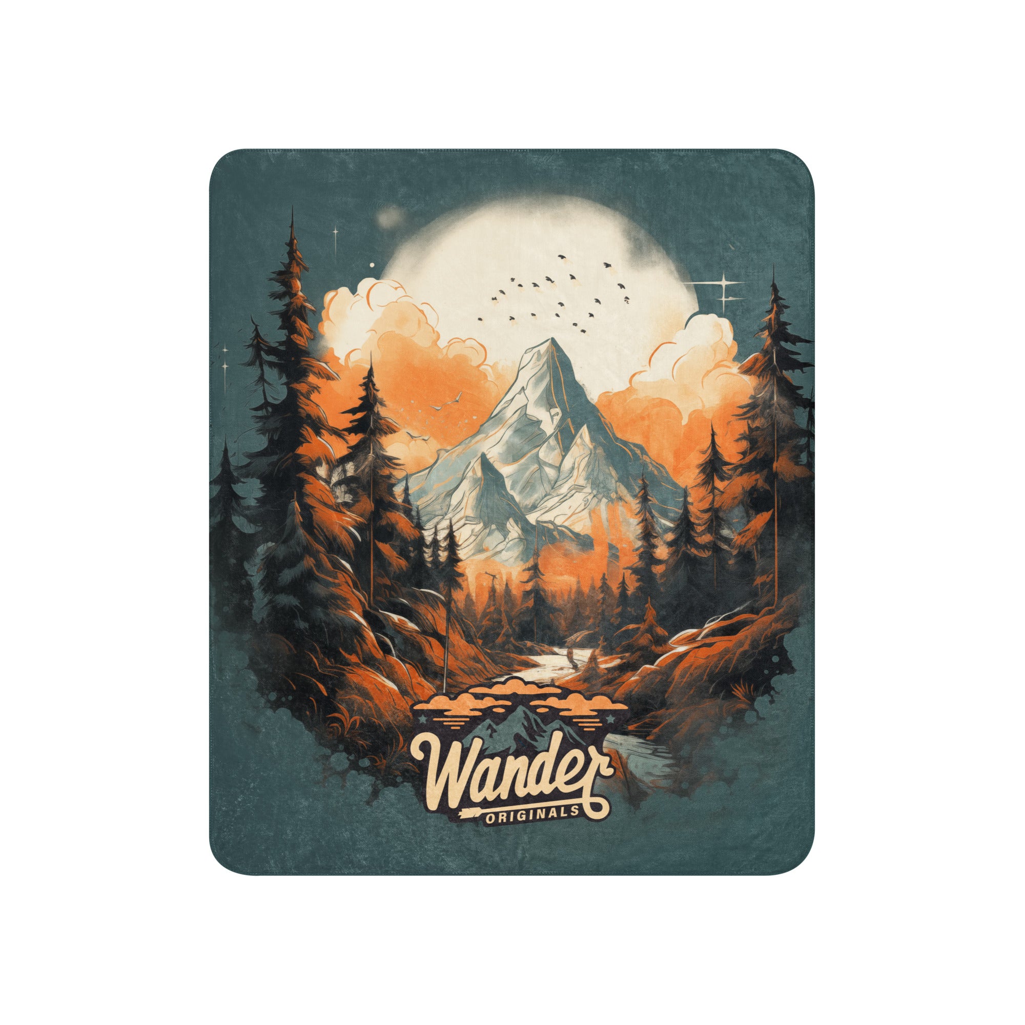 Wander More Sherpa blanket - Mountains 4 - Langford Industries