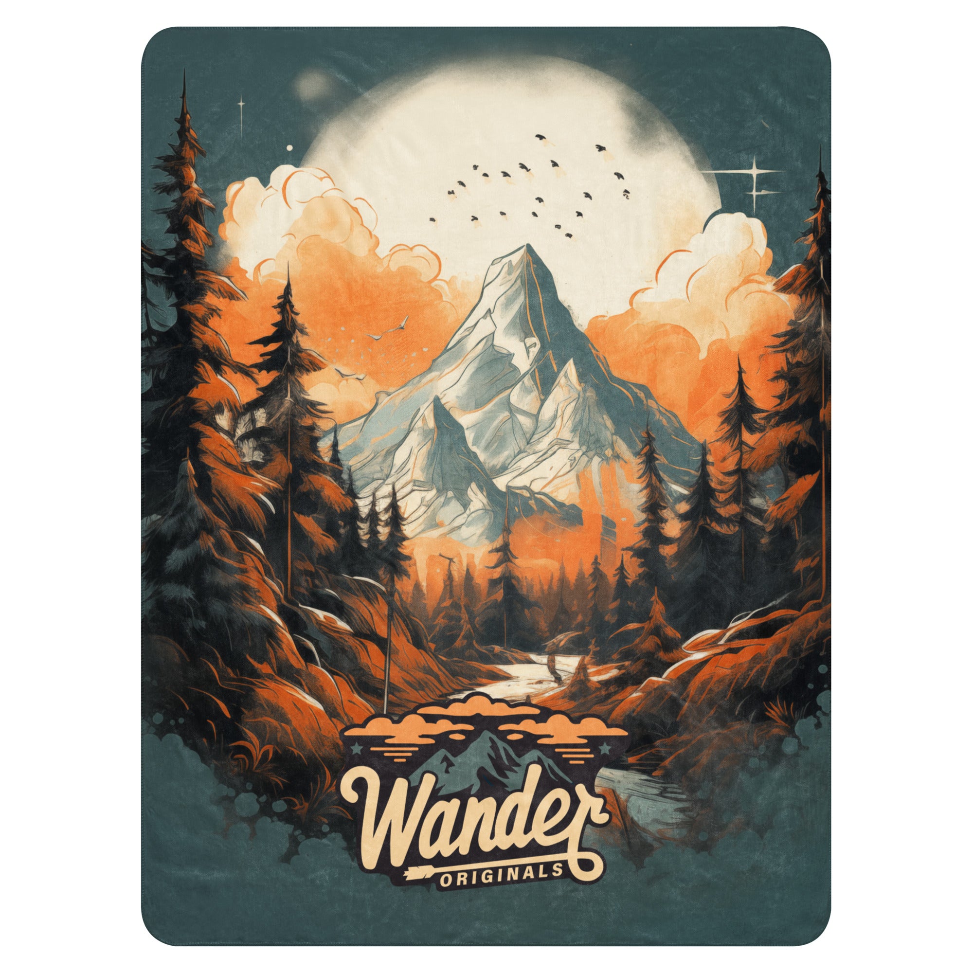 Wander More Sherpa blanket - Mountains 4 - Langford Industries